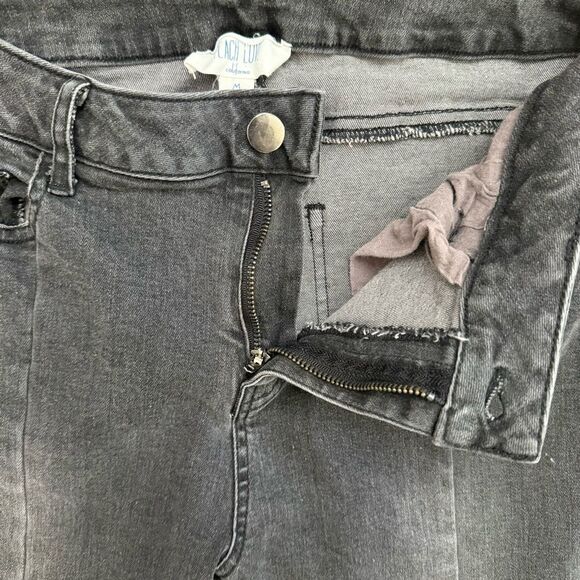 Peach Love California Charcoal Flare Jeans Preowned Chic Frayed Hem Medium - Picture 4 of 6